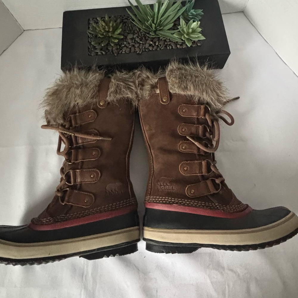 SOREL WOMENS JOAN OF ARTIC WATERPROOF FULL GRAIN LEATHER & SUEDE FAUX FUR SZ 6 - Picture 8 of 13